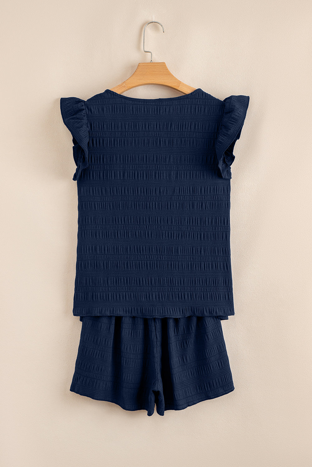 Women’s Textured Lounge Set – Square Neck Top & Shirred Shorts